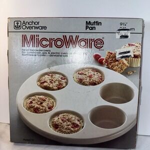 Vintage Anchor Hocking Microware Muffin Pan PM447 Sealed In Box NOS 1980s